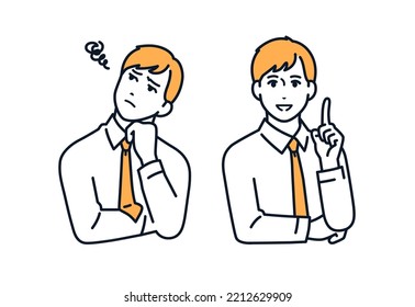 Vector illustration material of a businessman who solved the problem