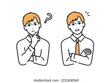 Vector illustration material of a businessman who solved the problem