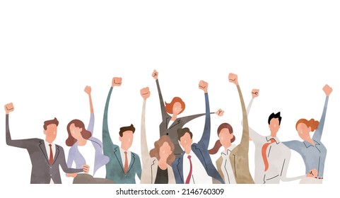 Vector Illustration Material: Businessmen, Rejoice, Success, People