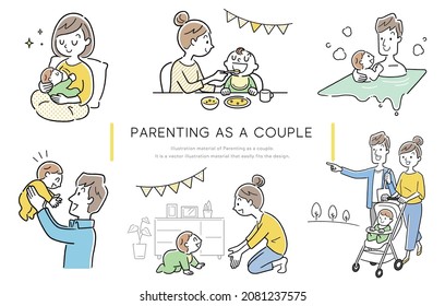 Vector illustration material: Childcare, parenting set