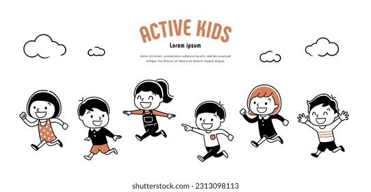 Vector illustration material: Children running well