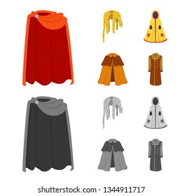Vector illustration of material and clothing icon. Set of material and garment stock symbol for web.