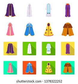 Vector illustration of material and clothing icon. Collection of material and garment stock symbol for web.