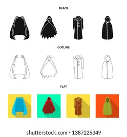 Vector illustration of material and clothing icon. Collection of material and garment stock vector illustration.