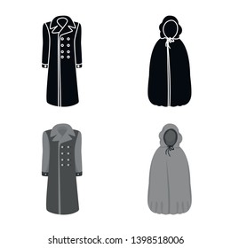 Vector illustration of material and clothing icon. Set of material and garment stock vector illustration.