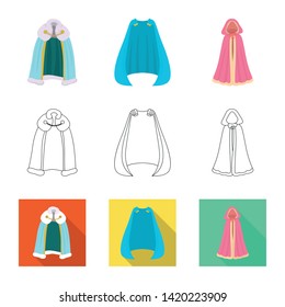 Vector illustration of material and clothing icon. Collection of material and garment stock symbol for web.