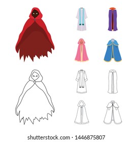 Vector illustration of material and clothing icon. Set of material and garment vector icon for stock.