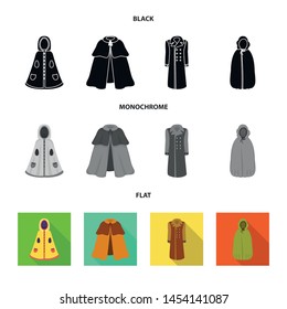 Vector illustration of material and clothing icon. Collection of material and garment stock vector illustration.