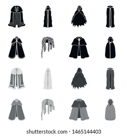 Vector illustration of material and clothing icon. Collection of material and garment stock vector illustration.