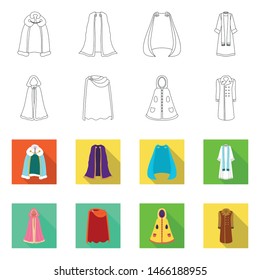 Vector illustration of material and clothing icon. Collection of material and garment stock symbol for web.