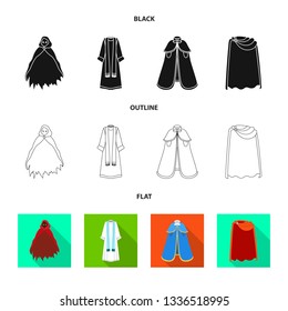 Vector illustration of material and clothing logo. Set of material and garment stock symbol for web.