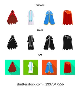 Vector illustration of material and clothing logo. Collection of material and garment vector icon for stock.