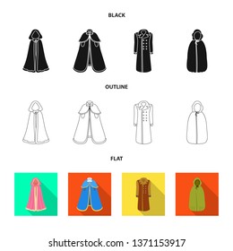 Vector illustration of material and clothing logo. Collection of material and garment vector icon for stock.