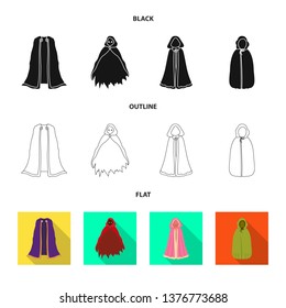 Vector illustration of material and clothing logo. Set of material and garment stock symbol for web.