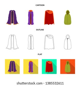 Vector illustration of material and clothing logo. Collection of material and garment stock vector illustration.
