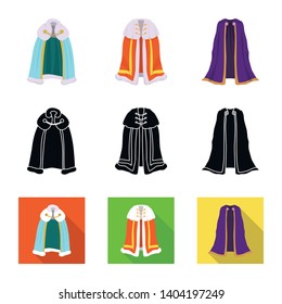 Vector illustration of material and clothing logo. Set of material and garment vector icon for stock.