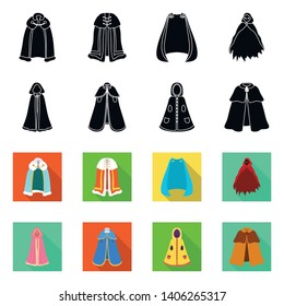 Vector illustration of material and clothing logo. Collection of material and garment stock vector illustration.