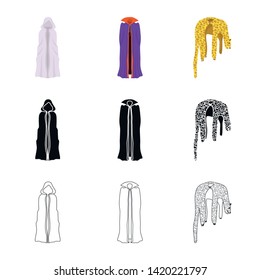 Vector illustration of material and clothing logo. Set of material and garment stock vector illustration.