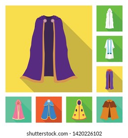 Vector illustration of material and clothing logo. Set of material and garment vector icon for stock.