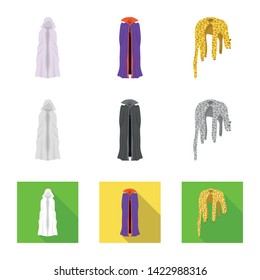 Vector illustration of material and clothing logo. Set of material and garment stock symbol for web.