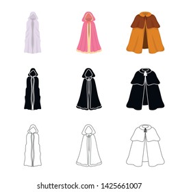 Vector illustration of material and clothing logo. Collection of material and garment vector icon for stock.