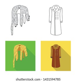 Vector illustration of material and clothing logo. Collection of material and garment stock symbol for web.