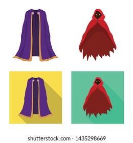 Vector illustration of material and clothing logo. Collection of material and garment stock symbol for web.