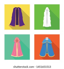 Vector illustration of material and clothing logo. Collection of material and garment stock symbol for web.