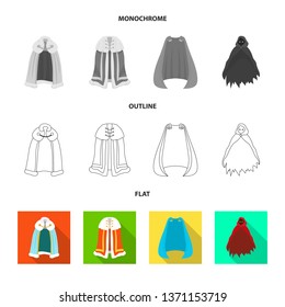 Vector illustration of material and clothing sign. Collection of material and garment stock symbol for web.