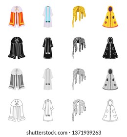 Vector illustration of material and clothing sign. Set of material and garment stock vector illustration.