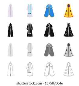 Vector illustration of material and clothing sign. Collection of material and garment stock symbol for web.