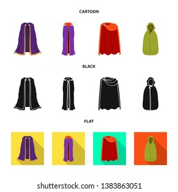 Vector illustration of material and clothing sign. Collection of material and garment stock symbol for web.