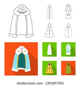Vector illustration of material and clothing sign. Collection of material and garment stock symbol for web.