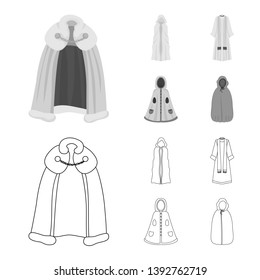 Vector illustration of material and clothing sign. Collection of material and garment vector icon for stock.