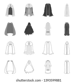 Vector illustration of material and clothing sign. Collection of material and garment vector icon for stock.