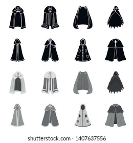 Vector illustration of material and clothing sign. Collection of material and garment stock vector illustration.