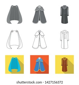 Vector illustration of material and clothing sign. Collection of material and garment vector icon for stock.
