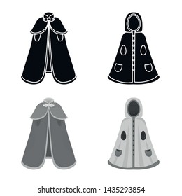Vector illustration of material and clothing sign. Set of material and garment stock symbol for web.