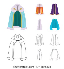 Vector illustration of material and clothing sign. Set of material and garment stock vector illustration.