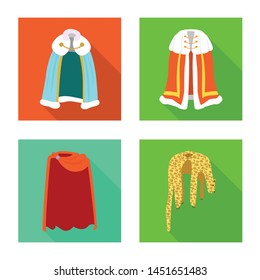 Vector illustration of material and clothing sign. Set of material and garment stock symbol for web.