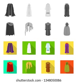 Vector illustration of material and clothing symbol. Collection of material and garment stock symbol for web.