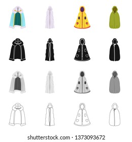 Vector illustration of material and clothing symbol. Set of material and garment stock symbol for web.