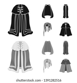 Vector illustration of material and clothing symbol. Set of material and garment vector icon for stock.