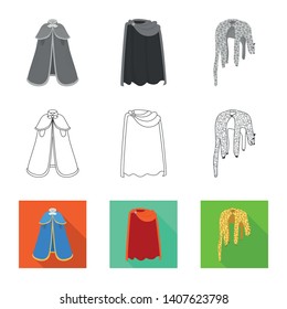 Vector illustration of material and clothing symbol. Collection of material and garment stock vector illustration.