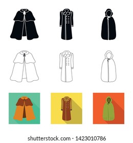 Vector illustration of material and clothing symbol. Collection of material and garment vector icon for stock.