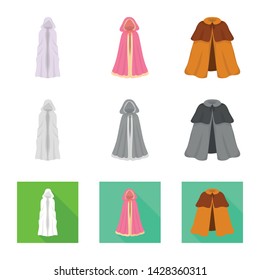 Vector illustration of material and clothing symbol. Collection of material and garment vector icon for stock.
