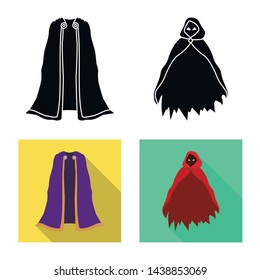 Vector illustration of material and clothing symbol. Set of material and garment vector icon for stock.