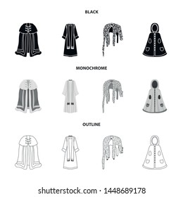 Vector illustration of material and clothing symbol. Set of material and garment stock vector illustration.