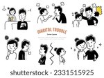Vector illustration material: couple trouble, couple relationship, person set