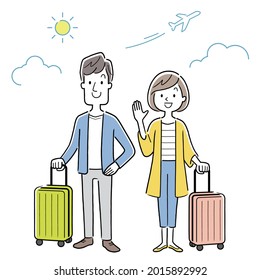 Vector Illustration Material: Couples, couples going on a trip